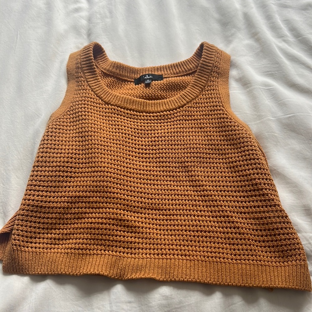 Golden maple color size small lulu crocheted top